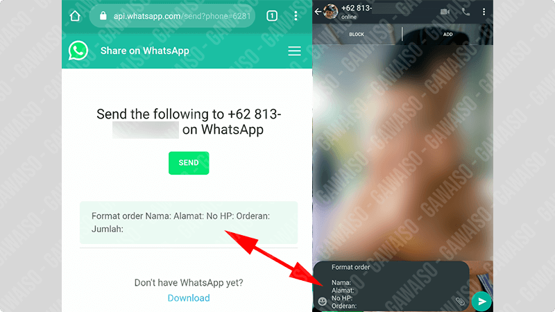 cara buat link whatsapp - chat langsung dengan kata-kata custom