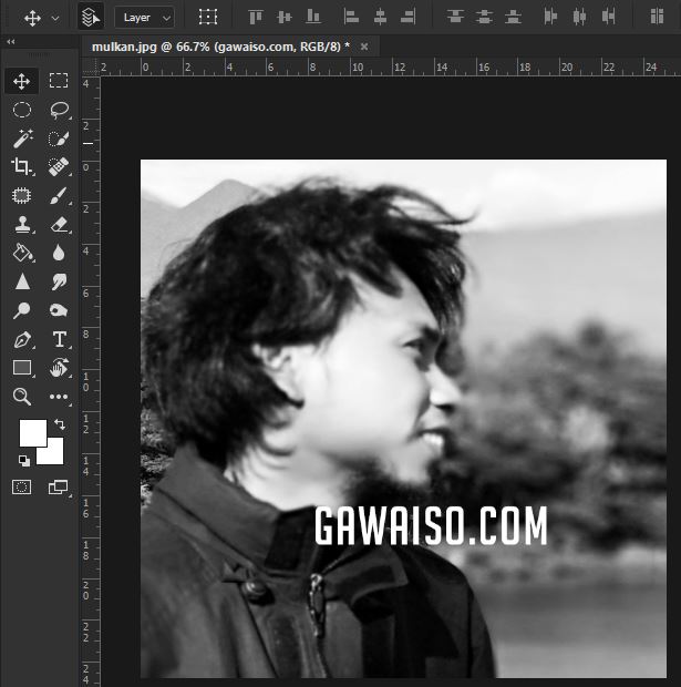 membuat watermark di photoshop type tool