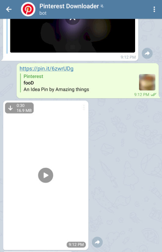 cara download video pinterest dengan bot telegram